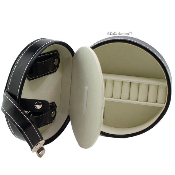 Handbags - Women's Hard Case Vegan Leather Travel Jewelry Organizer